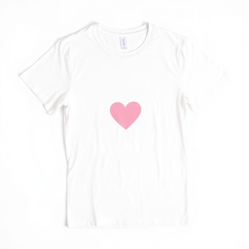 Customized white t-shirt with a printed heart design